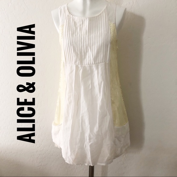 alice and olivia white sequin dress